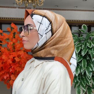 Colors Plus Comfort Kare Desen Eşarp - Kiremit - Organic ScarfsOrganic Scarfs