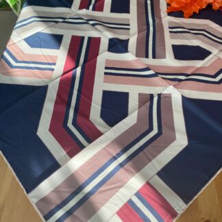 Colors Plus Marka Etnik Geometrik Desen Twill Eşarp - Japon Kirazı - Organic ScarfsOrganic Scarfs