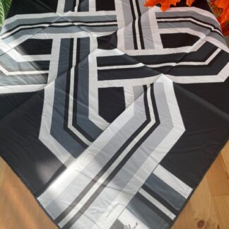 Colors Plus Marka Etnik Geometrik Desen Twill Eşarp - Siyah - Organic ScarfsOrganic Scarfs