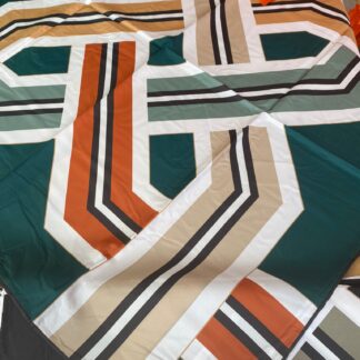 Colors Plus Marka Etnik Geometrik Desen Twill Eşarp - Zümrüt - Organic ScarfsOrganic Scarfs