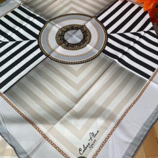 Colors Plus Marka Etnik Zincir Desen Twill Eşarp - Gri - Organic ScarfsOrganic Scarfs