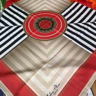 Colors Plus Marka Etnik Zincir Desen Twill Eşarp - Kırmızı - Organic ScarfsOrganic Scarfs