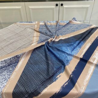 Colors Plus Marka Otantik Desen Twill Eşarp - Mavi - Organic ScarfsOrganic Scarfs