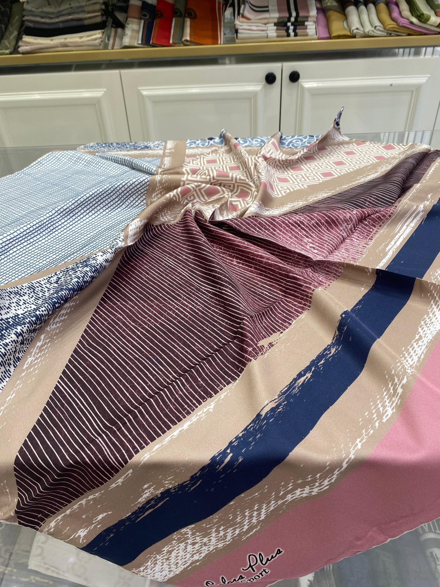 Colors Plus Marka Otantik Desen Twill Eşarp - Pembe - Organic ScarfsOrganic Scarfs