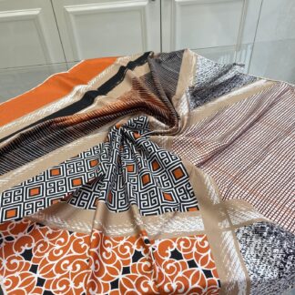 Colors Plus Marka Otantik Desen Twill Eşarp - Turuncu - Organic ScarfsOrganic Scarfs