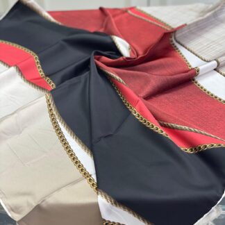 Colors Plus Marka Zincir Desen Twill Eşarp - Kırmızı - Organic ScarfsOrganic Scarfs