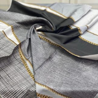 Colors Plus Marka Zincir Desen Twill Eşarp - Siyah - Organic ScarfsOrganic Scarfs
