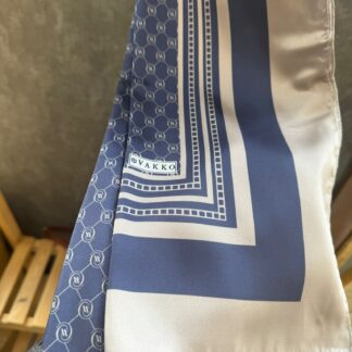 Vakko Desen Twill İpek Şal - Haki - Saks - Soft Lacivert