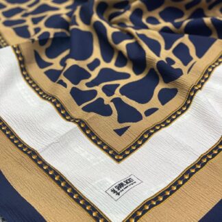 Dalmaçya Desenli Mio Cazz Eşarp - Lacivert-Camel - Organic ScarfsOrganic Scarfs