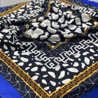 Dalmaçya Etnik Desenli Mio Cazz Eşarp - Saks - Organic ScarfsOrganic Scarfs