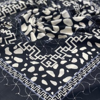 Dalmaçya Etnik Desenli Mio Cazz Eşarp - Siyah - Organic ScarfsOrganic Scarfs
