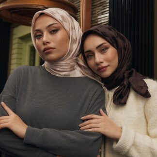 Dama Desen Jakar Eşarp - Acı Kahve - Organic ScarfsOrganic Scarfs
