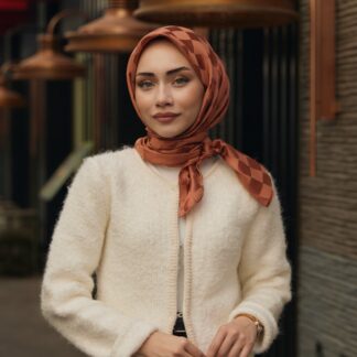 Dama Desen Jakar Eşarp - Bakır - Organic ScarfsOrganic Scarfs