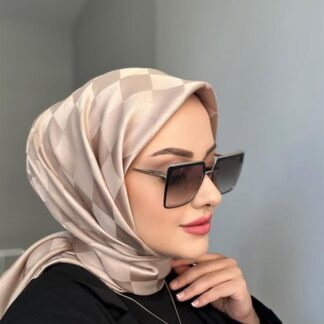 Dama Desen Jakar Eşarp - Bej - Organic ScarfsOrganic Scarfs