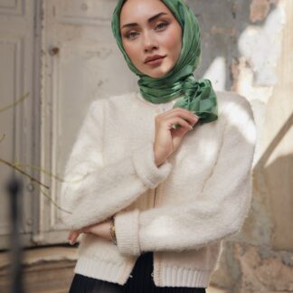 Dama Desen Jakar Eşarp - Çay Ağacı - Organic ScarfsOrganic Scarfs