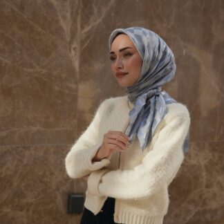 Dama Desen Jakar Eşarp - Gri - Organic ScarfsOrganic Scarfs