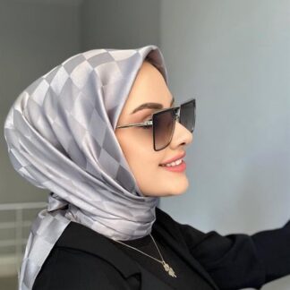 Dama Desen Jakar Eşarp - Gri - Organic ScarfsOrganic Scarfs