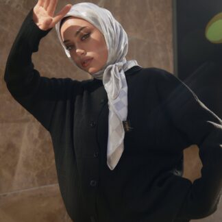 Dama Desen Jakar Eşarp - Gümüş - Organic ScarfsOrganic Scarfs