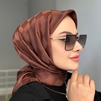 Dama Desen Jakar Eşarp - Kahve - Organic ScarfsOrganic Scarfs