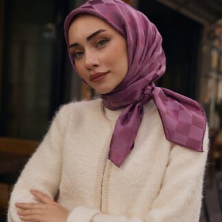 Dama Desen Jakar Eşarp - Mürdüm - Organic ScarfsOrganic Scarfs