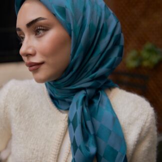 Dama Desen Jakar Eşarp - Petrol - Organic ScarfsOrganic Scarfs
