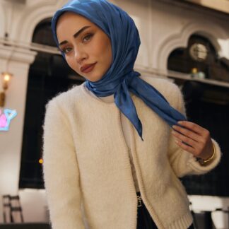 Dama Desen Jakar Eşarp - Saks - Organic ScarfsOrganic Scarfs