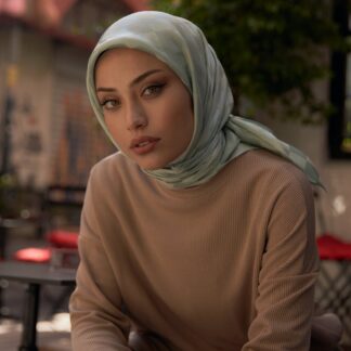 Dama Desen Jakar Eşarp - Su Yeşili - Organic ScarfsOrganic Scarfs