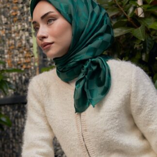 Dama Desen Jakar Eşarp - Zümrüt - Organic ScarfsOrganic Scarfs
