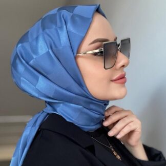 Dama Desen Jakar Şal - İndigo - Organic ScarfsOrganic Scarfs