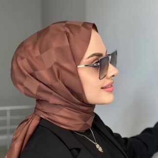 Dama Desen Jakar Şal - Kahverengi - Organic ScarfsOrganic Scarfs