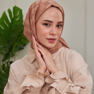Dama Desen Jakar Şal - Karamel - Organic ScarfsOrganic Scarfs