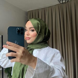 Dama İpeksi Jakar Şal - Haki - Organic ScarfsOrganic Scarfs