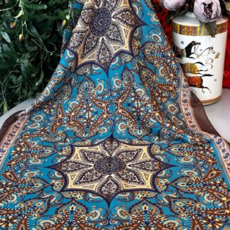 Etro Buta Desenli Pamuk Soft Şal - 377350 - Bebe Mavisi Kahve