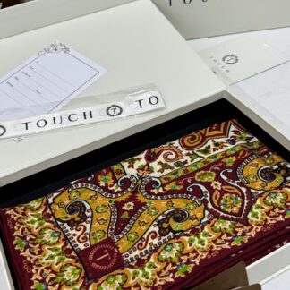 Touch İthal Etnik Desen Yün İpek Şal 34330 - Bordo Turuncu