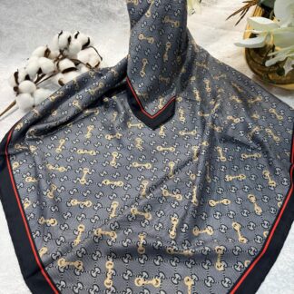 Gucci Desen Marka Eşarp - 62268 - Siyah Gold