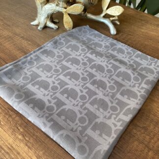 Dior Desen Pamuk Jakar Eşarp - Antrasit - Organic ScarfsOrganic Scarfs