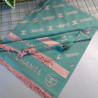 Chanel Çİft Taraflı Kaşmir Şal-Mint-Pembe