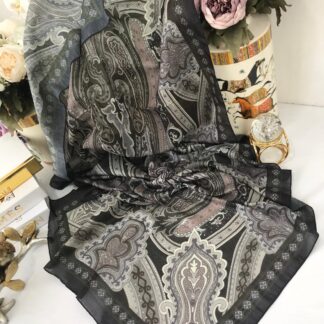 Etro Pamuk İpek Şal -987654 Siyah koyu yeşil