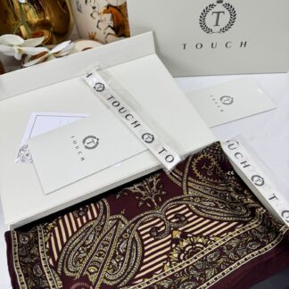 Touch İthal Etnik Desen Yün İpek Şal- 34880 - Bordo