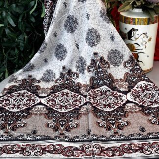 Hint Etro Desenli Pamuk Soft Şal - 658960 - Koyu Latte