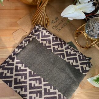 F Desen % 100 Kaşmir Eşarp - Koyu Haki - Organic ScarfsOrganic Scarfs