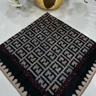 Fendi Bahar Esintisi Pamuk Keten Eşarp - Siyah - Organic ScarfsOrganic Scarfs