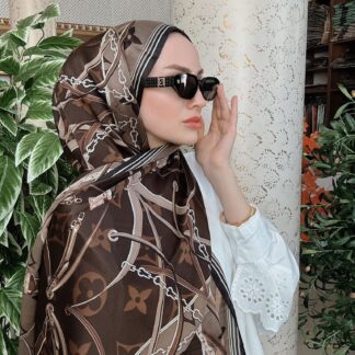 LV DESEN İTHAL VUAL İPEK ŞAL 15801- KAHVE