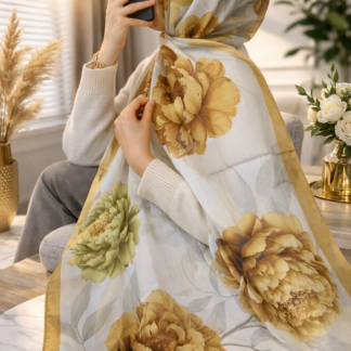 Flora Vual İpek Şal 10100 -Safran