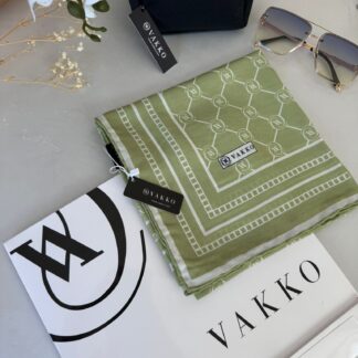 Vakko Monogram Desen Pamuk Soft Eşarp 21510 - Fıstık