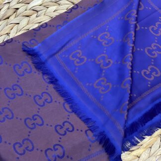 G Desenli İpek Kaşmir Çift Taraflı Şal - Bakır- Lacivert - Organic ScarfsOrganic Scarfs