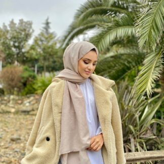 G Desenli İpeksi İthal Jakar Şal - Latte - Organic ScarfsOrganic Scarfs