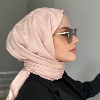 G Desenli İthal Pamuk Jakar Çift Taraflı Şal - Pembe - Organic ScarfsOrganic Scarfs