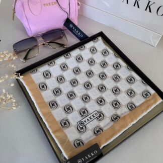 Vakko Dama Desen Pamuk Soft Eşarp 63411 - Gold