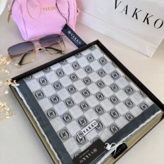 Vakko Dama Desen Pamuk Soft Eşarp 63411 - Koyu Gri